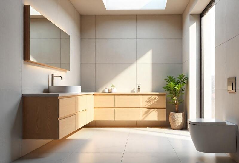 Handleless Modern Bathroom Cabinets Melbourne. Custom Cabinets near Craigieburn.
