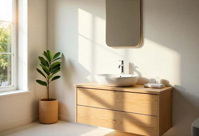 Natural Wood Vanities for Bathroom Cabinets in Melbourne. Custom Cabinet Makers near Craigieburn.