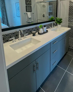 Custom bathroom cabinets and vanity installed by VTF Constructions in St Kilda Melbourne