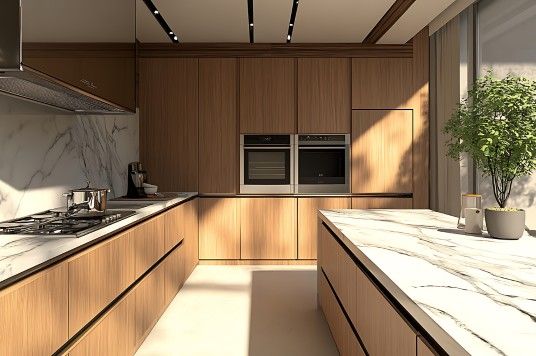 Modern Melbourne kitchen with custom joinery, soft-close cabinets, stone benchtop, and premium storage solutions