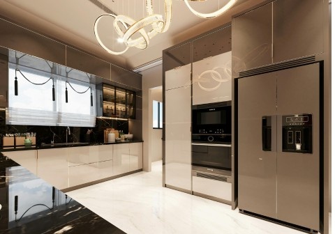 Contemporary kitchen cabinets in Melbourne with minimalist design and neutral finishes